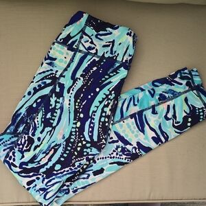 Lilly Pulitzer Blue and Aqua Patterned Leggings